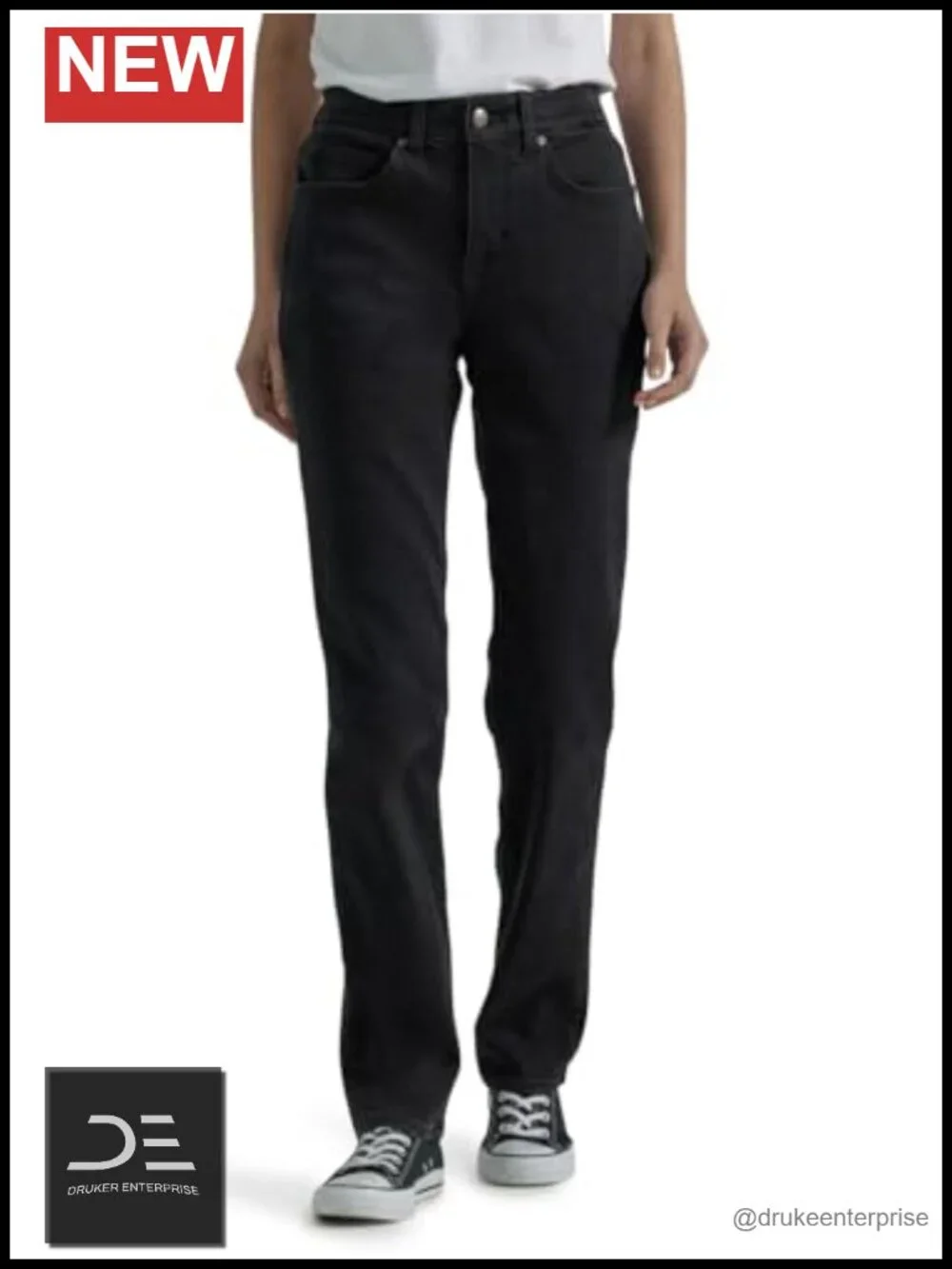 Lee Women's Petite Straight Leg Jeans, Mid Rise, Stretchable Comfortable Denim